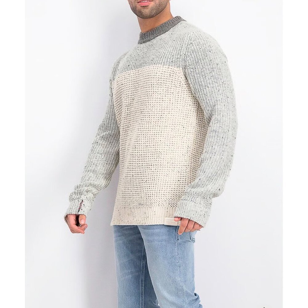Scotch & Soda men's colorblock knitted Wool sweater in a gray colorway size S